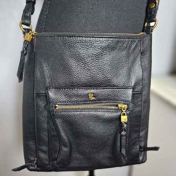 Elliott Lucca Gwen Black Leather Crossbody Bag with Gold-Tone Hardware - Picture 2 of 8